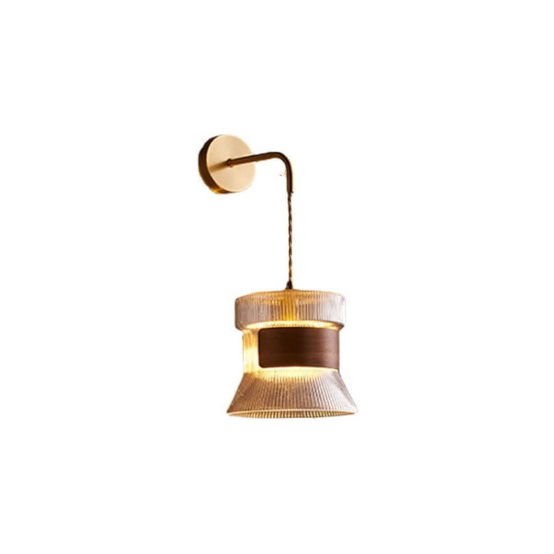 Walnut Scalloped Glass Lampshade Wall Lamp