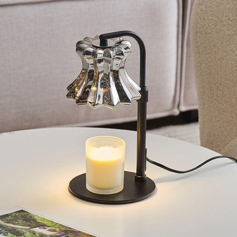 Floral Round Iron Glass Table Lamp