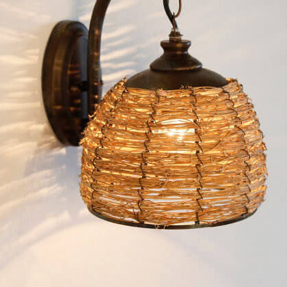 Rattan Weaving Dome Wall Lamp