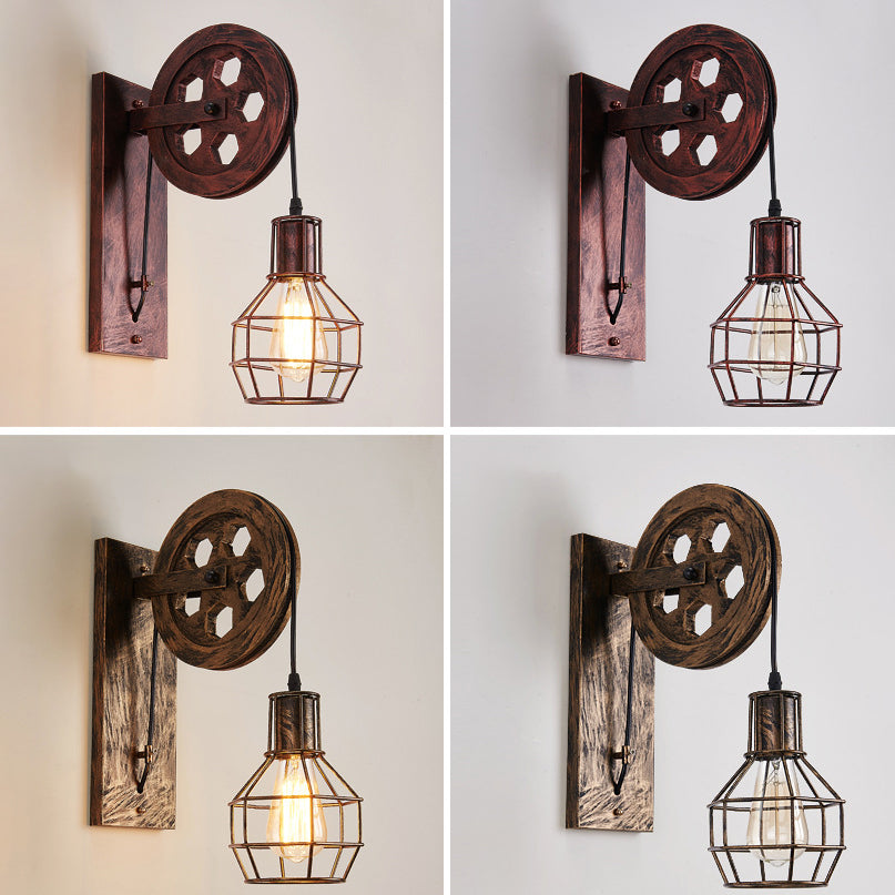 Linear Round Iron Bedroom Wall Lamp
