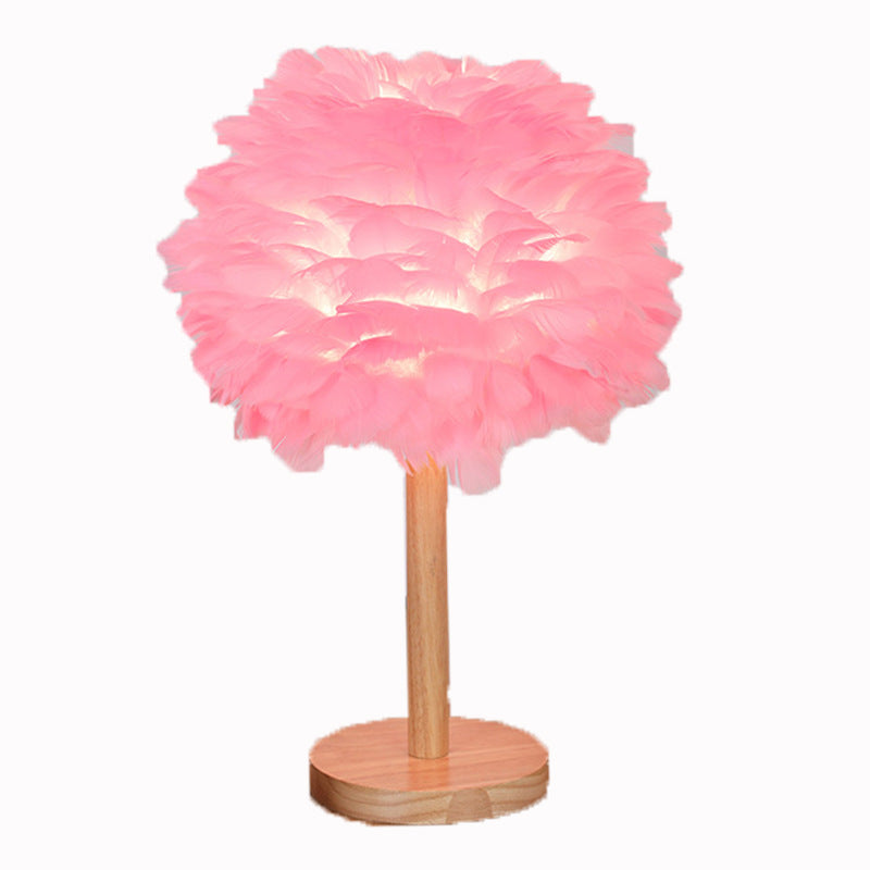 Feather Decorative Solid Wood Table Lamp
