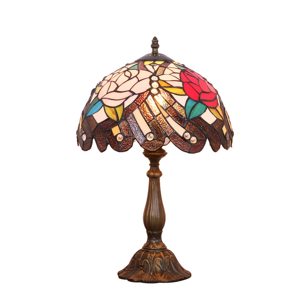 Peony Pattern Stained Glass Table Lamp