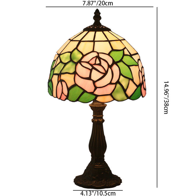 Rose Flower Stained Glass Table Lamp