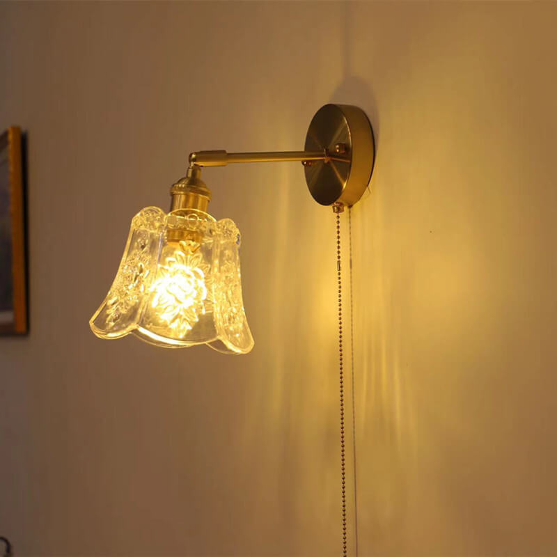 Brass Glass Pull Wire Wall Lamp