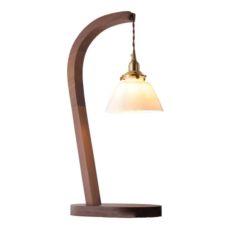 Walnut Floral Glass Shade1-Light Table Lamp