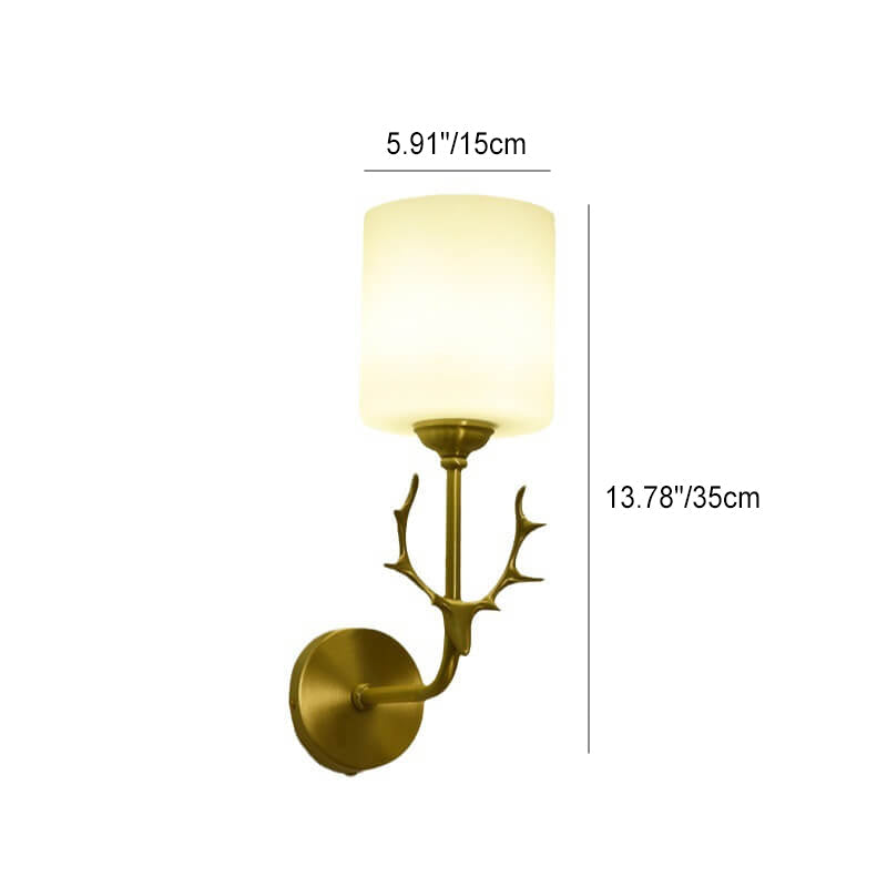 Glass Cylinder Antler Copper Wall Lamp