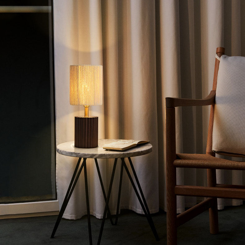 Column Wood Paper Rope Table Lamp