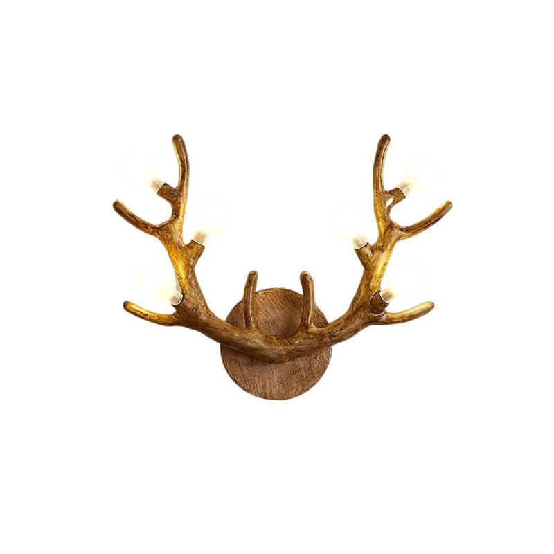 Resin Antler Tree Branch 6-Light Wall Lamp