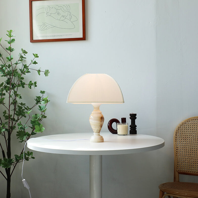 Cone Fabric Jade Table Lamp