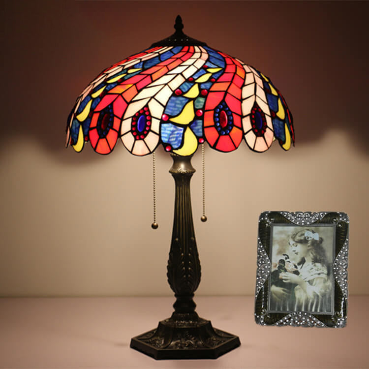 Peacock Tail Feather Pattern Table Lamp