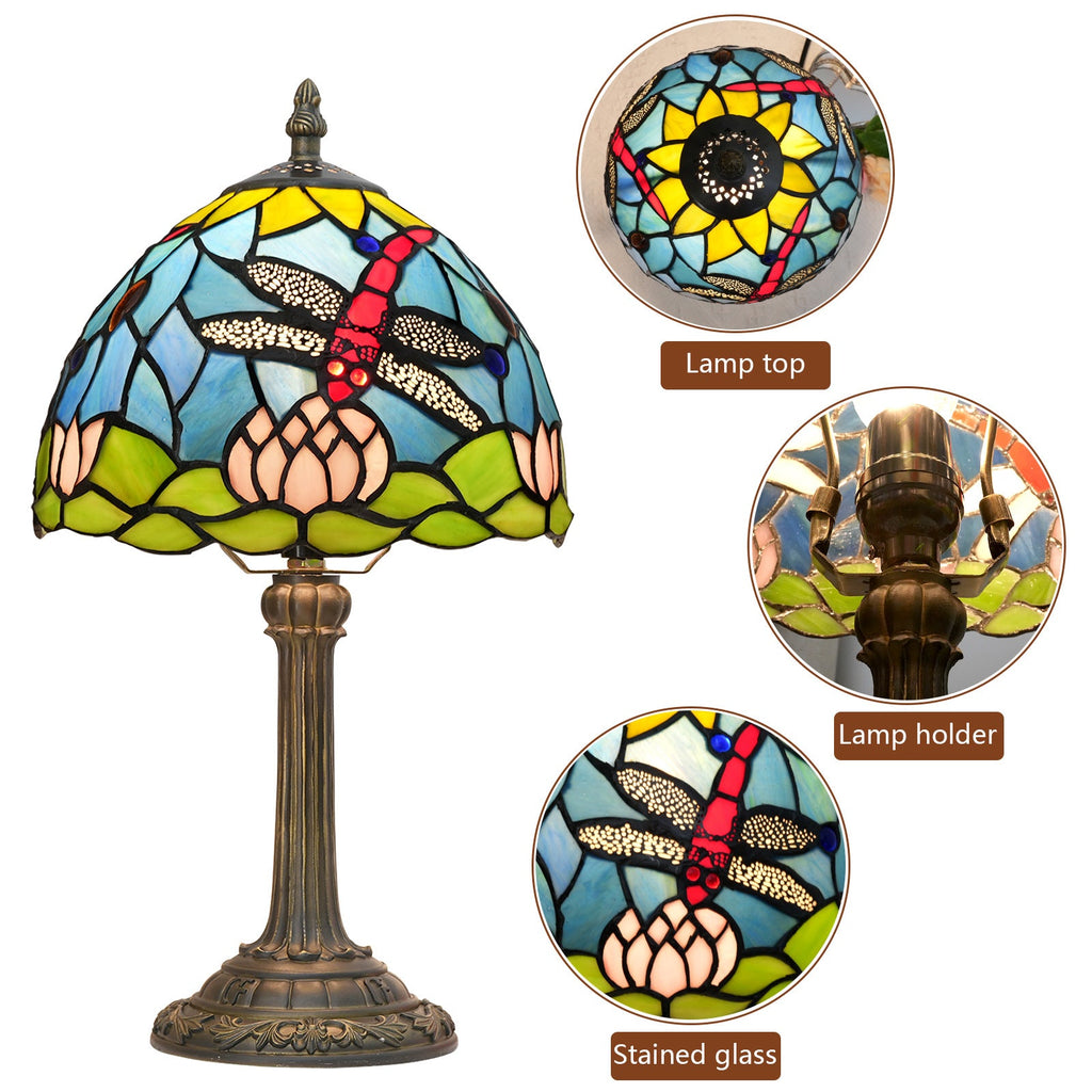 Glass Resin Dome Dragonfly Table Lamp