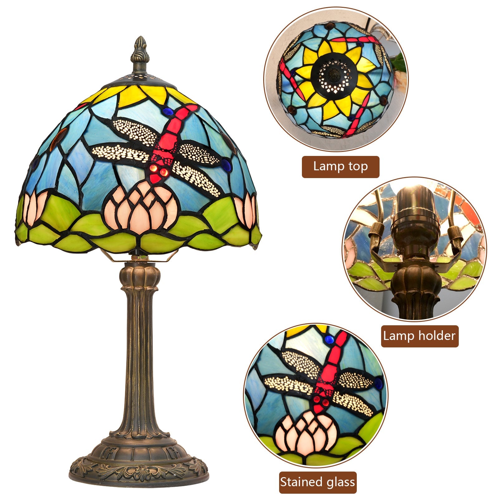 Glass Resin Dome Dragonfly Table Lamp
