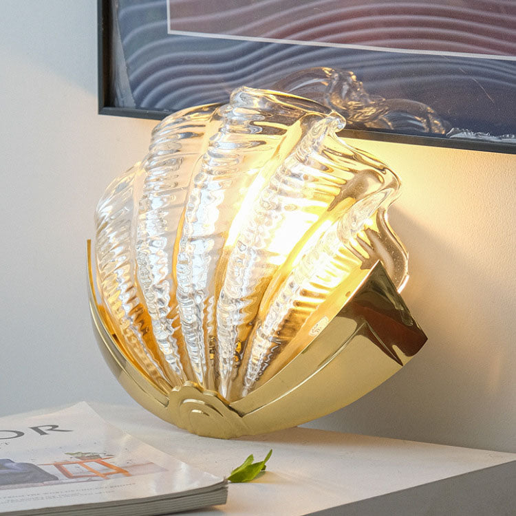 Shell Brass Glass Bedroom Wall Lamp