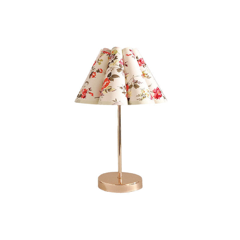 Printed Fabric Petal Bedroom Table Lamp
