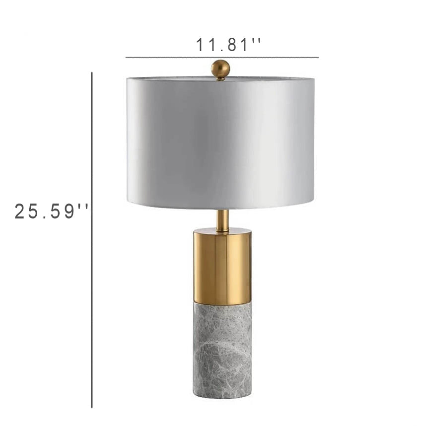 Fabric Marble Column Table Lamp