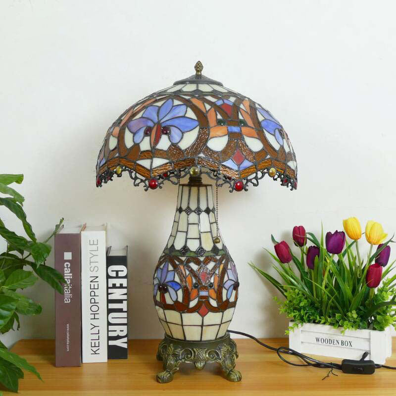 Baroque Umbrella Resin Stained 3-Light Table Lamp