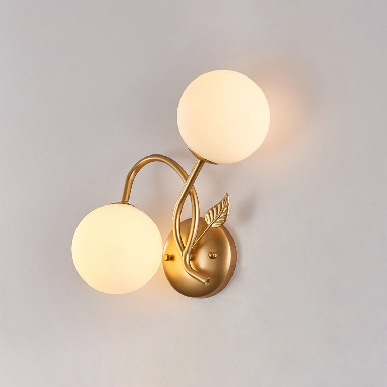 Branch Leaf Glass Ball 2-Light Wall Lamp