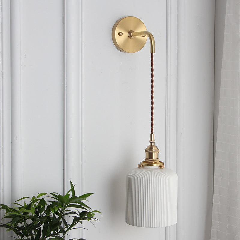 Cylinder Oval Brass Lucite Wall Lamp