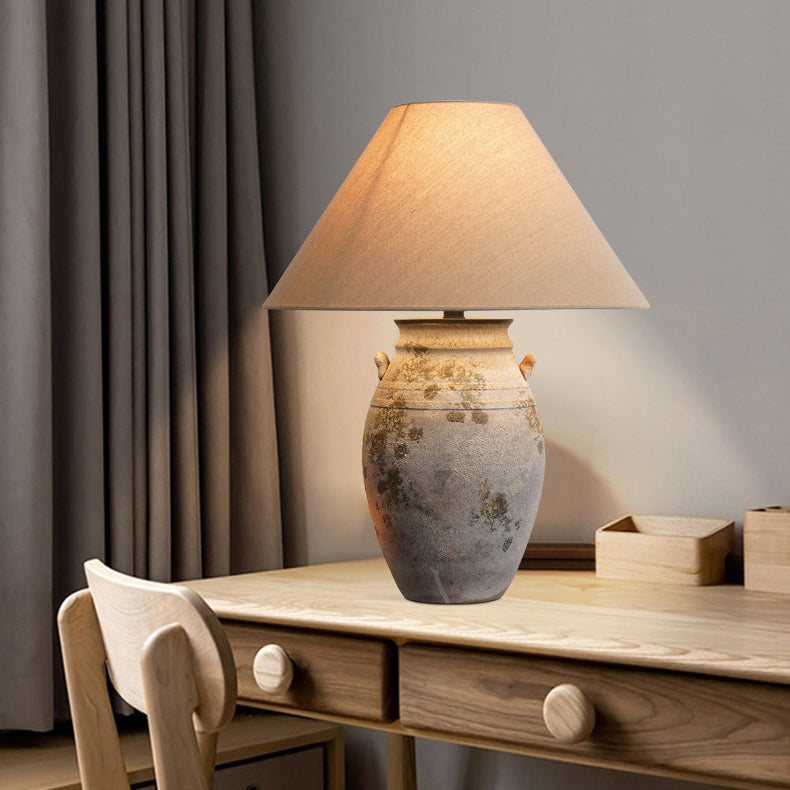 Ceramic Fabric Metal Conic Table Lamp