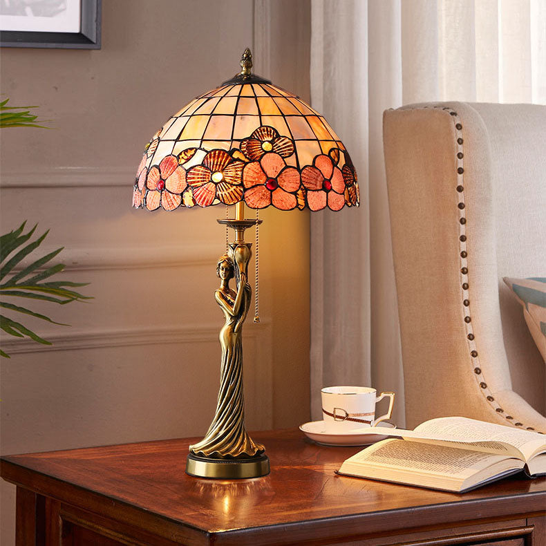 Copper Goddess Statue Shell 2-Light Table Lamp