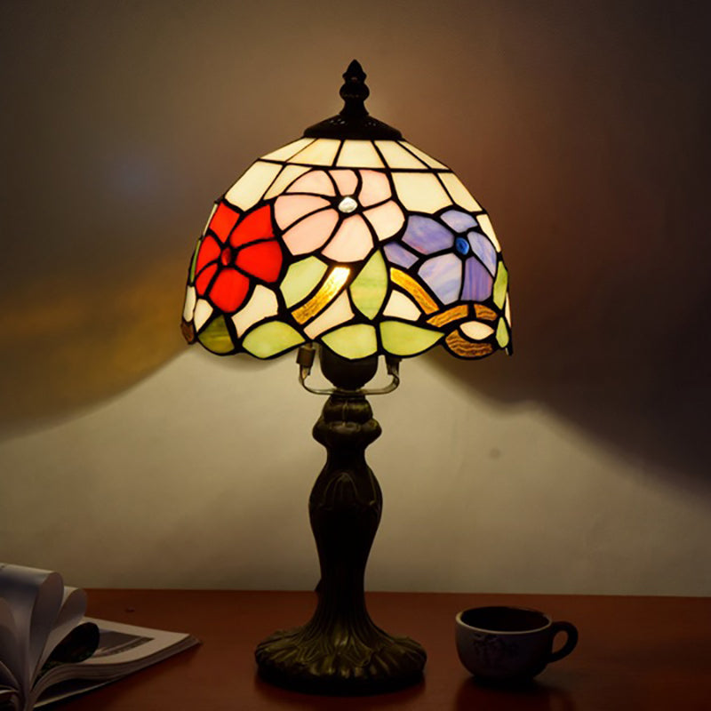 Flower Aluminum Stained Glass Table Lamp
