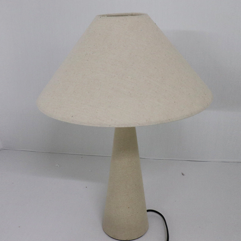 Linen Fabric Cone Column Table Lamp