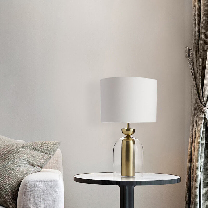 Fabric Cylinder Glass Table Lamp