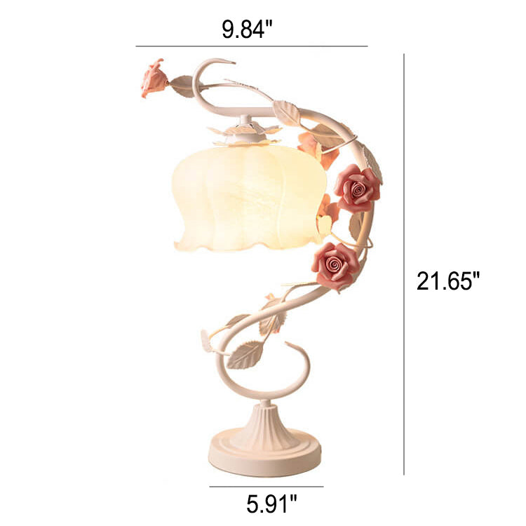 Romantic Pink Glass Ceramics Table Lamp