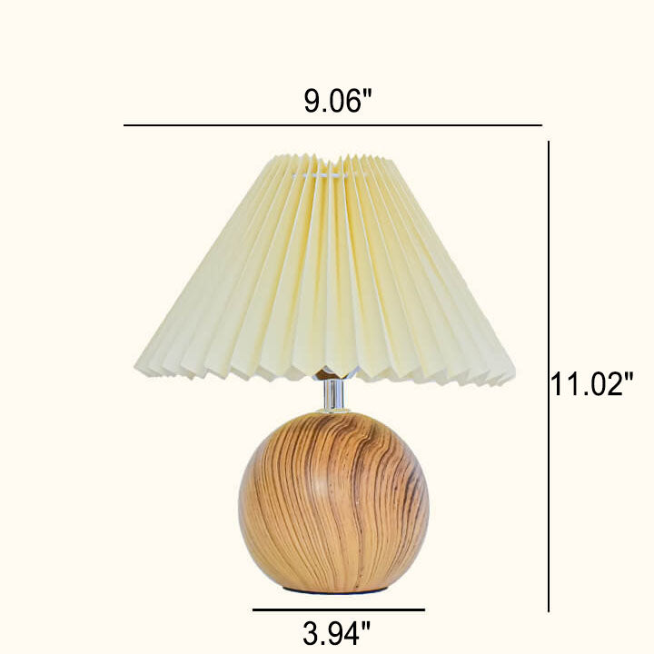 Pleated Wood Ball Table Lamp
