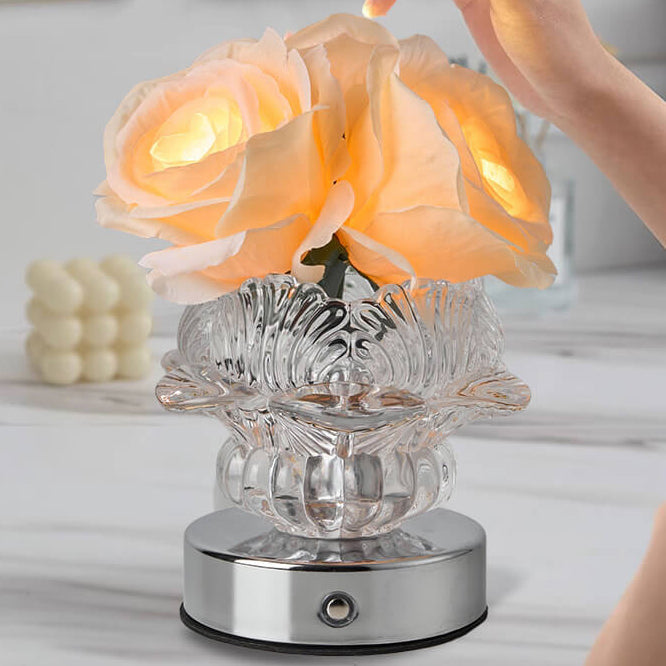 Decorative Rose Metal Glass Table Lamp