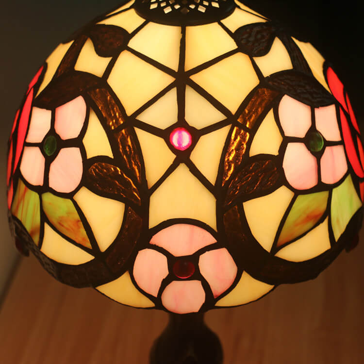 Flower Stained Glass Dome Table Lamp