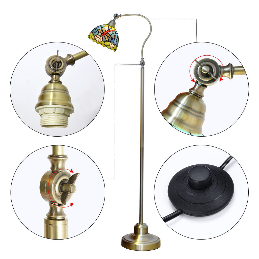 Iron Glss Dome Round Floor Lamp