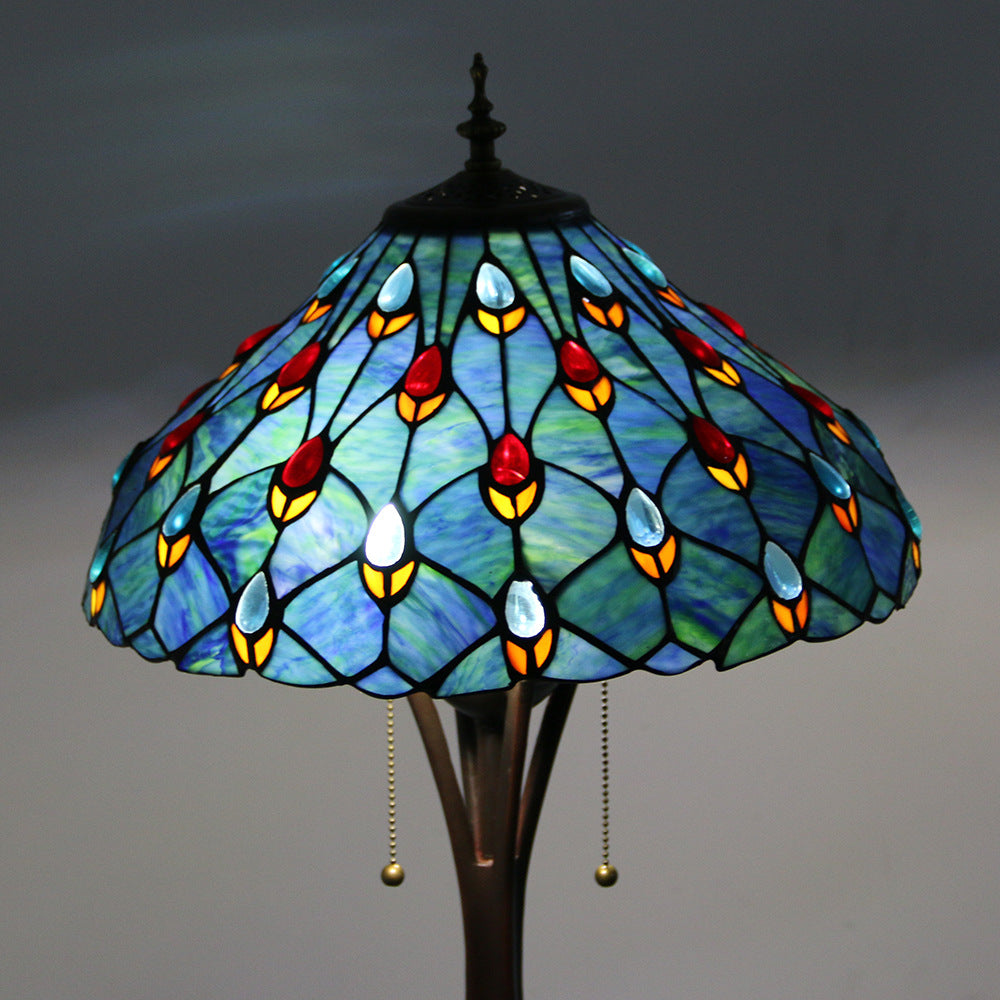 Resin Glass Semicircular Dome 2-Light Floor Lamp