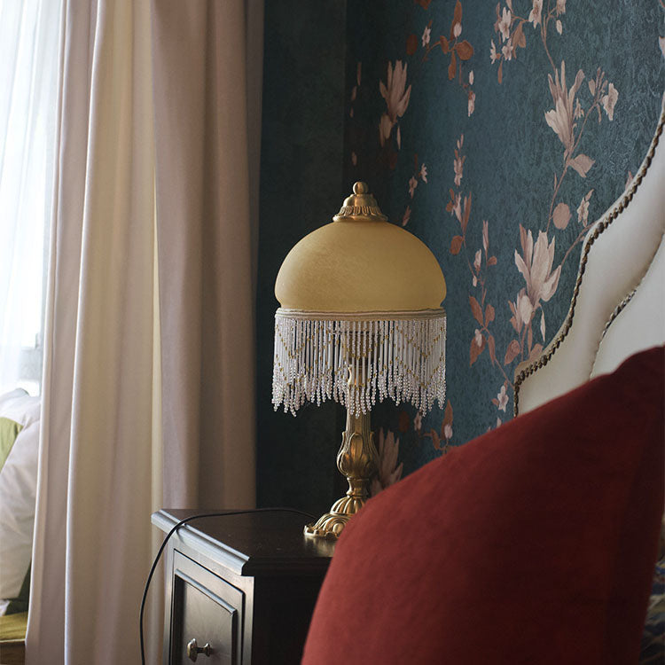 Bohemian Glass Dome Tassel Table Lamp