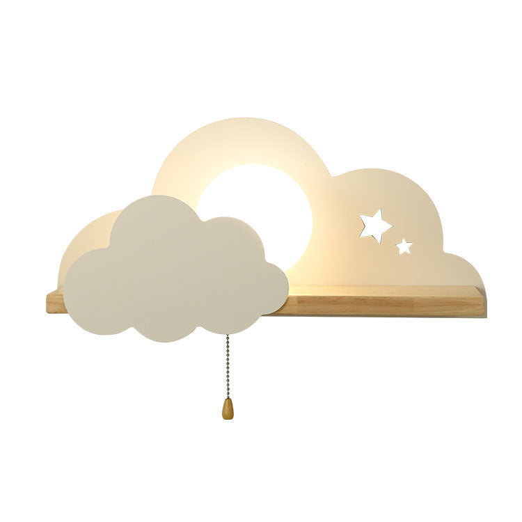 Macaron Cloud Glass Wood Wall Lamp