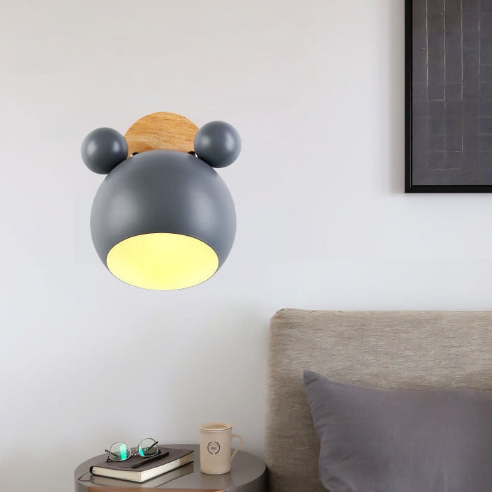 Cartoon Bear Dome Kids Wall Lamp