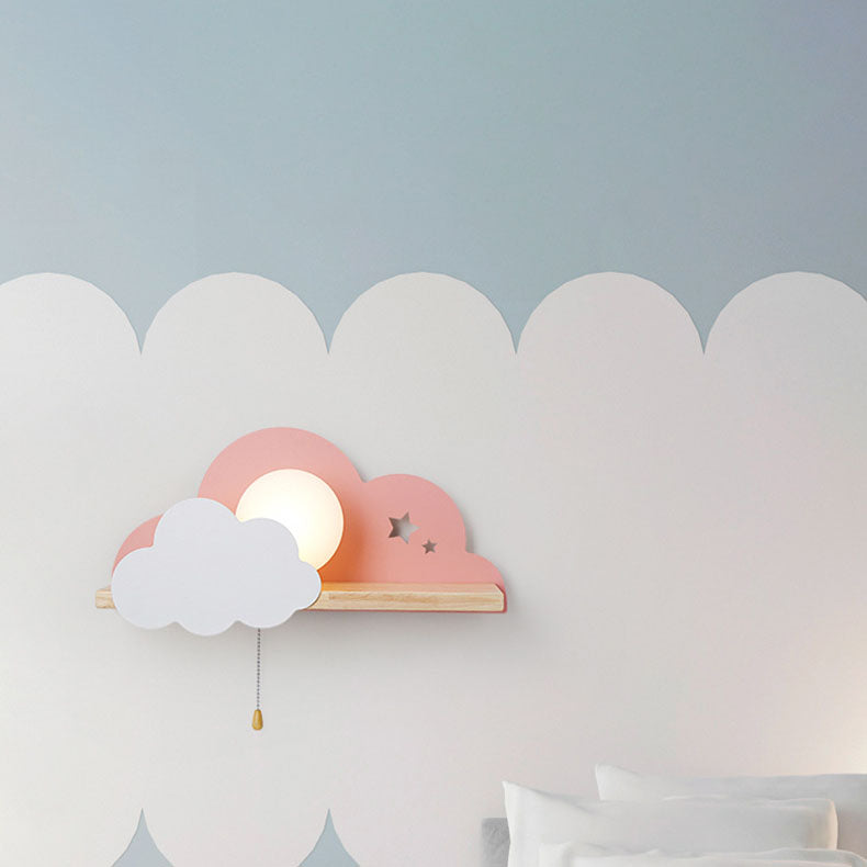 Macaron Cloud Glass Wood Wall Lamp