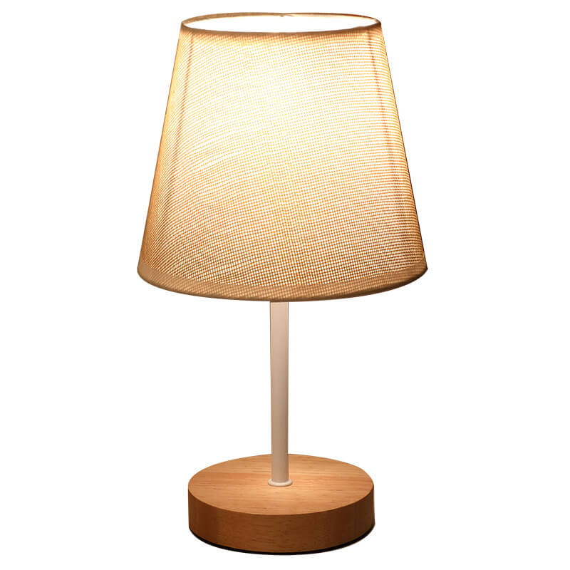 Fabric Cone Solid Wood Table Lamp