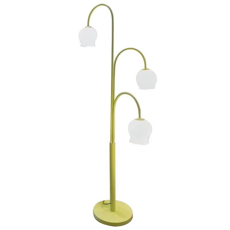Bell Orchid Glass Lampshade 3-Light Floor Lamp