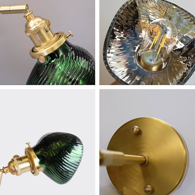 Emerald Glass Brass Straight Wall Lamp