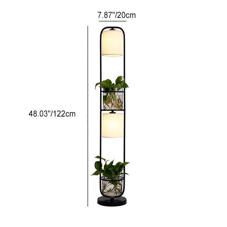 Fabric Iron Frame Hydroponic 2-Light Floor Lamp