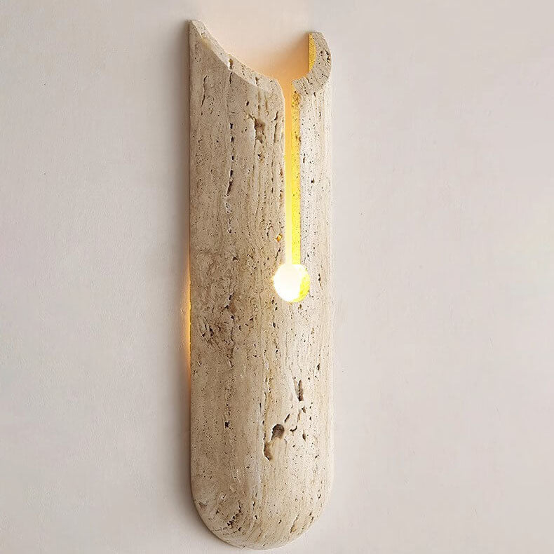 Yellow Travertine Half Oval Wall Lamp