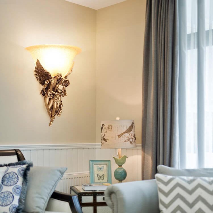 Angel Resin Design Glass Wall Lamp