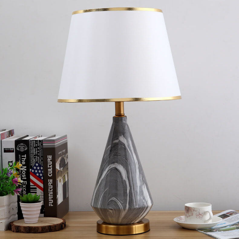 Fabric Lampshade Stone Pattern Table Lamp