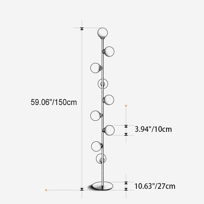 Contemporary Scandinavian Metal 9-Light Floor Lamp