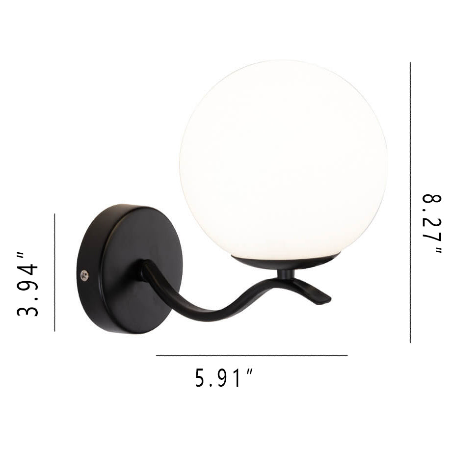Iron Bracket Spherical Glass Wall Lamp