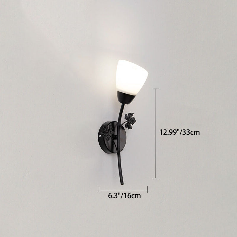 Iron Glass Flower Bud Wall Lamp