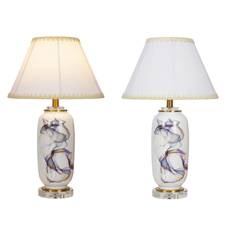 Ink Ceramic Column Pleated Table Lamp