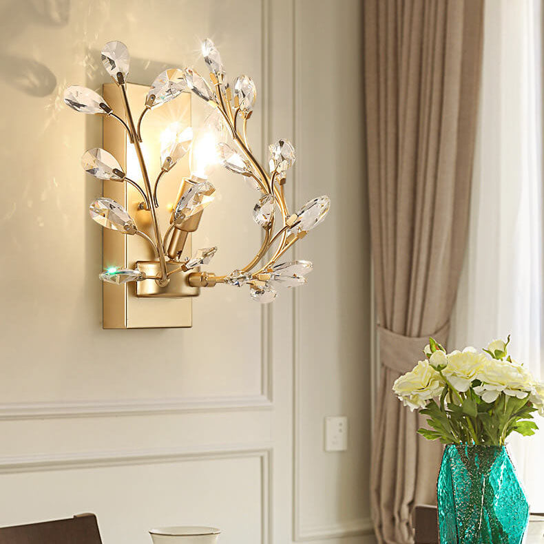Crystal Leaf Wall Lamp