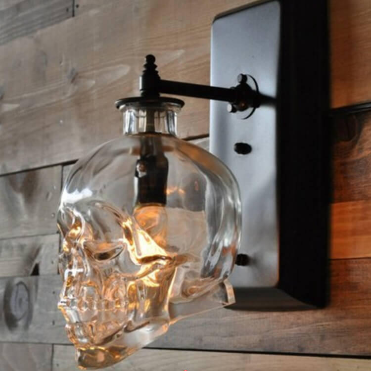Round Skull Glass Iron Wall Lamp